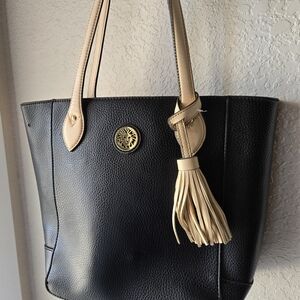 Anne Klein Black and Cream Tote Bag
